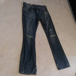 Flare rip blue jeans